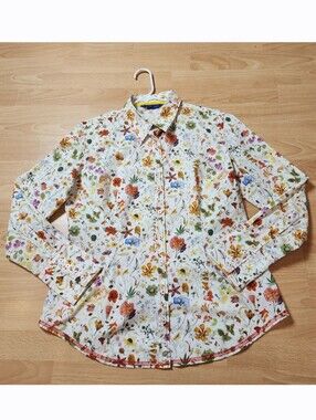 Georg Roth Floral Long Sleeve Button Down Shirt Lightweight Cotton Estimated M/L